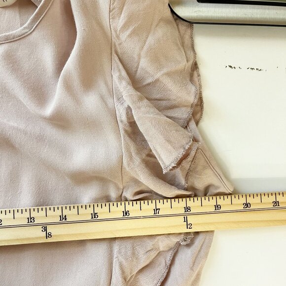 Bohme Blush Pink Ruffle Maxi Dress Tie Waist Boho Linen Blend - Size Large - Picture 6 of 7